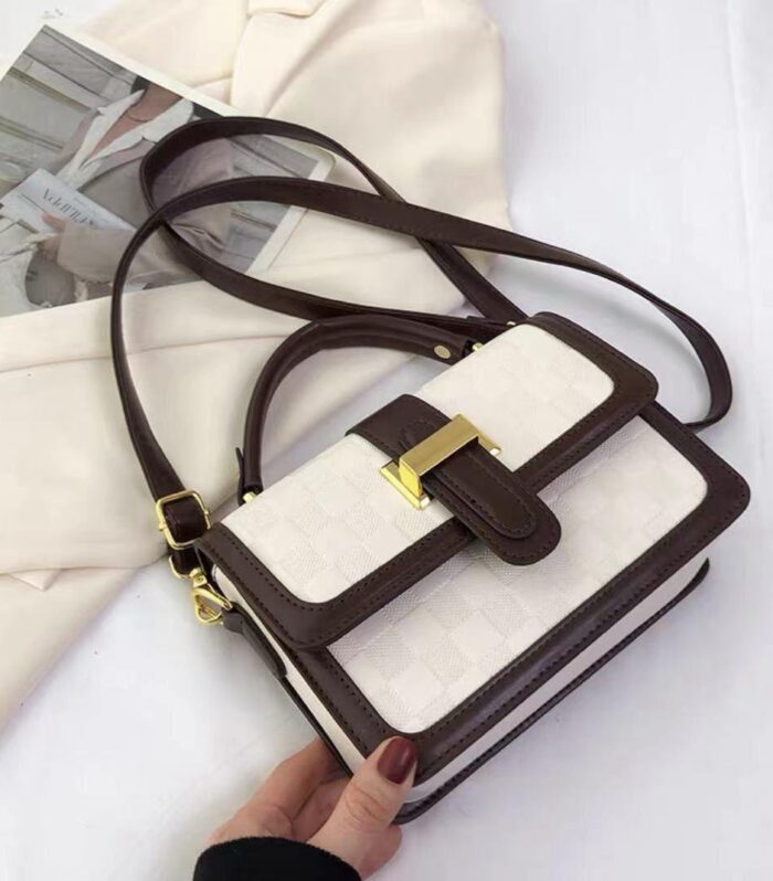 Trendy Lady Designer Two-Color Grid Flip Pattern Small Sling Bag